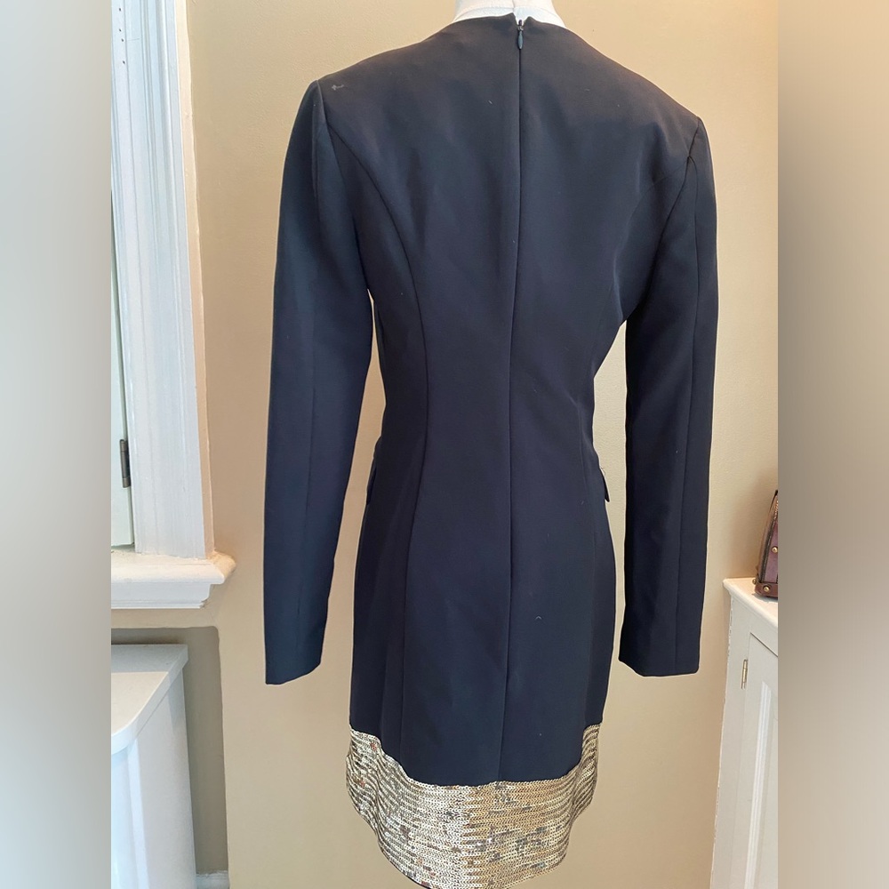 Laundry by Shelli Segal Double Breasted Black Blazer Dress with Gold Sequins - Picture 5 of 9